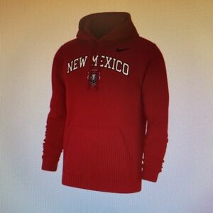 Nike men’s New Mexico Lobos Red Club Arch Fleece Logo Pullover Hoodie